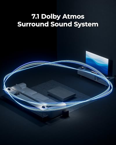 Image of ULTIMEA 7.1 Sound Bar with Dolby Atmos, 500W Home Theater Surround System, 4 Wired Surround Speakers, Surround Sound System for TV with Wireless Subwoofer, Poseidon D80 Boom