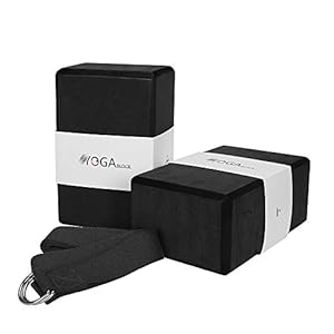 JBM 2 Pack Yoga Blocks with Strap, High Density Yoga Bricks for Support and Deepening Poses