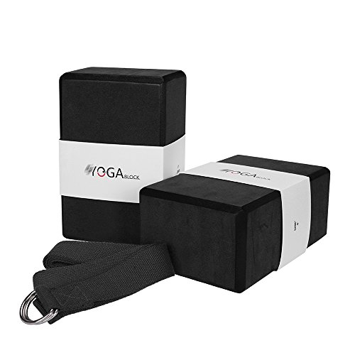 JBM 2 Pack Yoga Blocks with Strap, High Density Yoga Bricks for Support and Deepening Poses