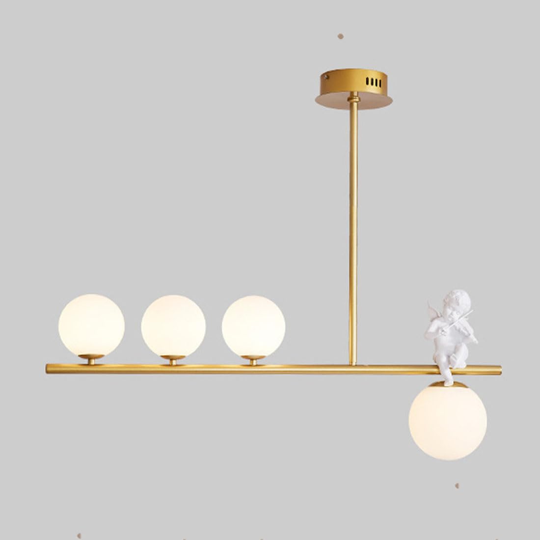 ISCBAFYX Żyrandol restauracyjny w stylu nordyckim, trzygłowicowe lampy stołowe, minimalistyczne lampy barowe w pokoju, luksusowe lampy, złoto, 4 głowice