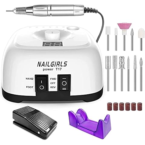 NAILGIRLS Electric Nail Drill Machine, 35000RPM Professional Efile Nail File Kit with Foot Pedal for Acrylic Nails Gel Nails, Manicure Polishing Shaping, Efile Drill for Buffing, Home Salon Use Cover