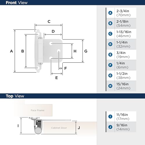 Image of Amerock 1 Pair Variable Overlay White Self-Closing Cabinet Hinge