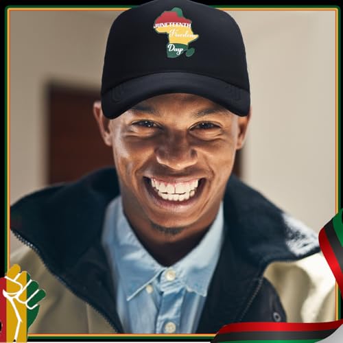 Image of Hercicy 6 Pcs Juneteenth Trucker Hat African Black Hat for Women Men Juneteenth Gift Cap Celebrate 1865 Africa Map Baseball Cap