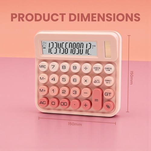 Image of CandyPop Calculator - Dual Power Solar & Battery with Retro Two-Tier Desktop Design & Large Candy Buttons 12-Digit LCD Display (Blue)