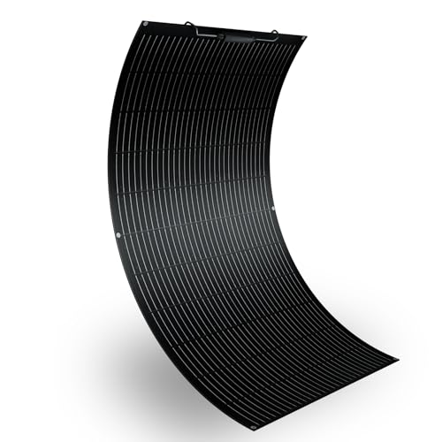 Image of Flexible Solar Panel 100W 105W 12V Monocrystalline 250° Curvature Fiberglass High Efficiency Lightweight for RVs Boat Cabin (Black)