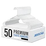 Jersow White Plastic Hangers 50 Pack, Clothes Hangers Space Saving, Heavy Duty Coat Hangers for Clos