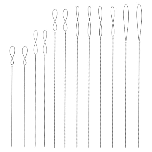 GWAWG 12 Stück Perlennadeln zum Auffädeln von Perlen,Nadeln zum Perlen Auffädeln,0.2mm,0.3mm,0.4mm,0.5mm,0.6mm,0.7mm, Gebogene Perlennadeln aus Edelstahl, für Schmuck, Armband, Halskette