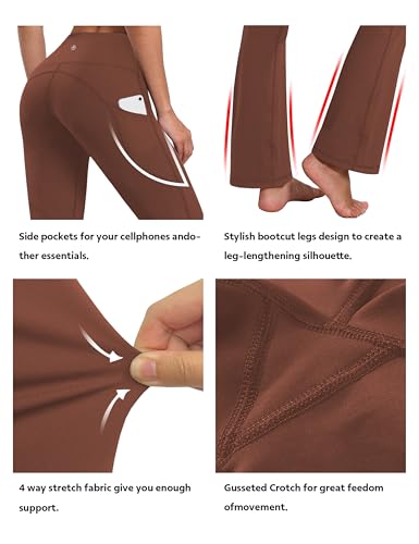 Image of BUBBLELIME 29 inch /31 inch /33 inch /35 inch /37 inch 3 Styles Women's High Waist Bootcut Yoga Pants Basic /Side Pockets Tummy Control Workout Flared