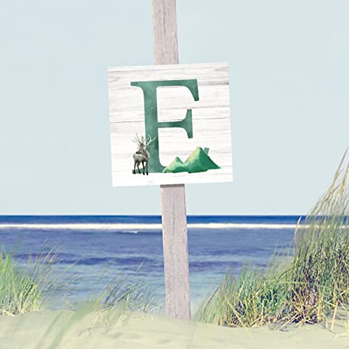 Lettre E en bois monogramme élan vert 41cm pour déco murale - 5