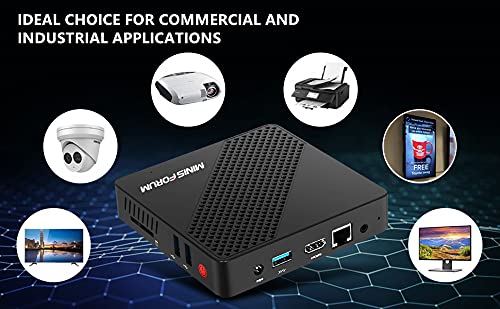 Mini PC Lüfterlos MINISFORUM Intel Celeron N4020 (bis zu 2.8 GHz) 4GB DDR4/64GB eMMC Mini Desktop Computer HDMI und VGA-Anschluss 2.4/5.8 G WiFi BT4.2 3xUSB3.0, M.2 2242 SSD