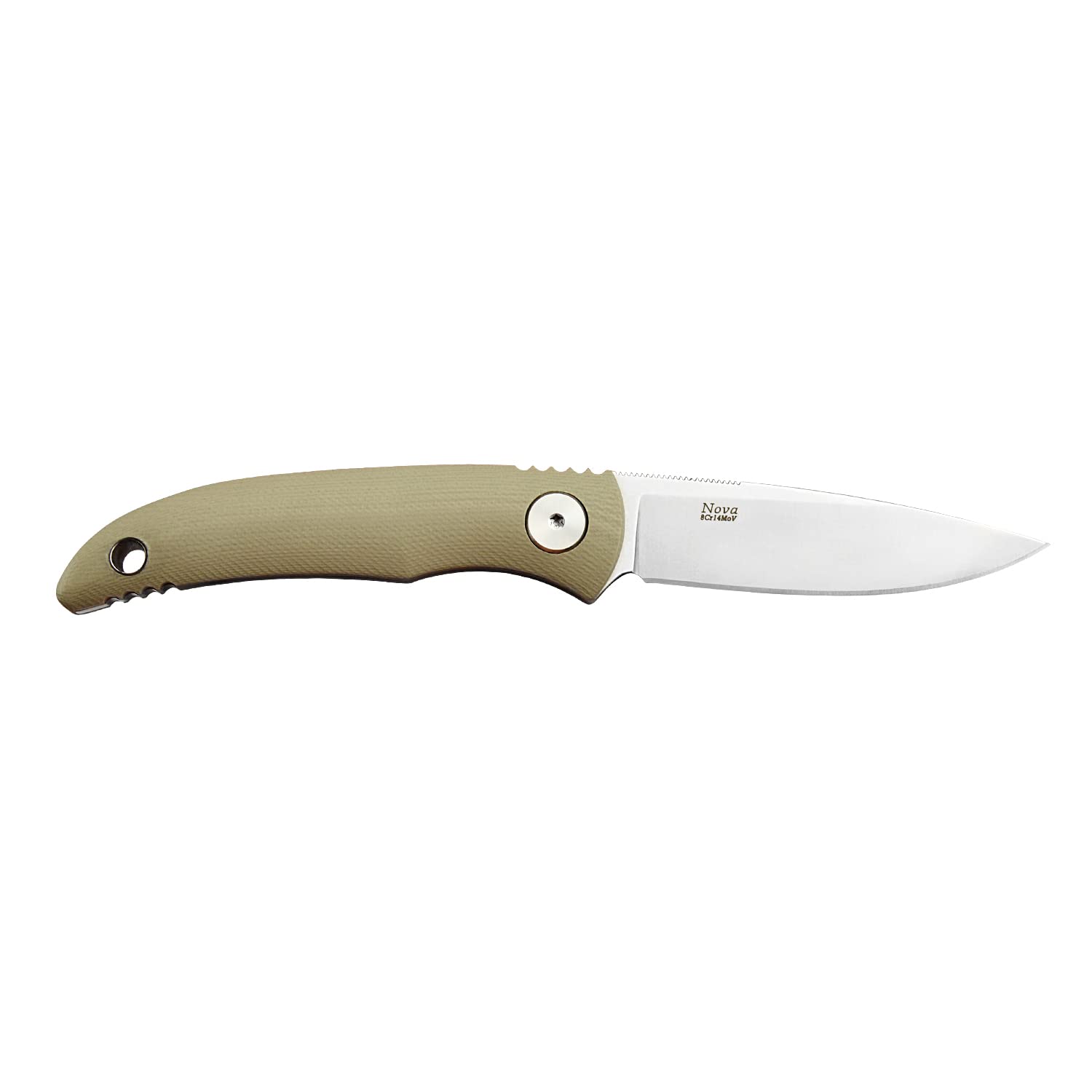 TONIFE Nova Full Tang Coltello da Caccia campeggio a Lama Fissa 6,8cm con Guaina Kydex Regolabile Facile Portabile con Cordino in Paracord per Outdoor, Sopravvivenza e Bushcraft（Cachi）