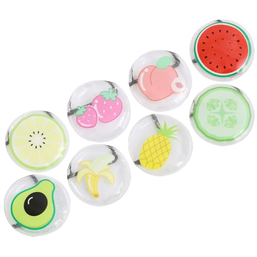 IWOWHERO 8 Paquetes de Hielo Ojos Diseño de Frutas Compresas Frías Redondas para Aliviar Fatiga Ocular Bolsas Refrescantes Cuidado Ocular en Verano