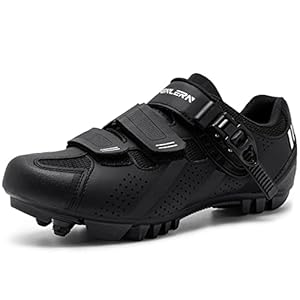 Fenlern MTB Schuhe Herren Leicht Atmungsaktiv Radschuhe 2 Schrauben Mountainbike Schuhe Harte Sohle Fahrradschuhe Abriebfest mit Schnalle