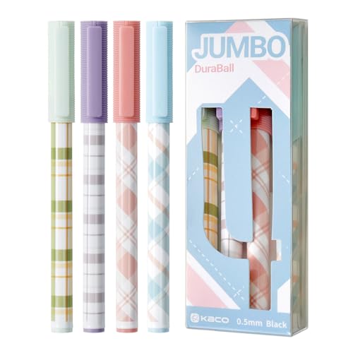 Image of KaCo JUMBO Gel Ink Pens Disposable 4 Pieces Black Ink, 1600M