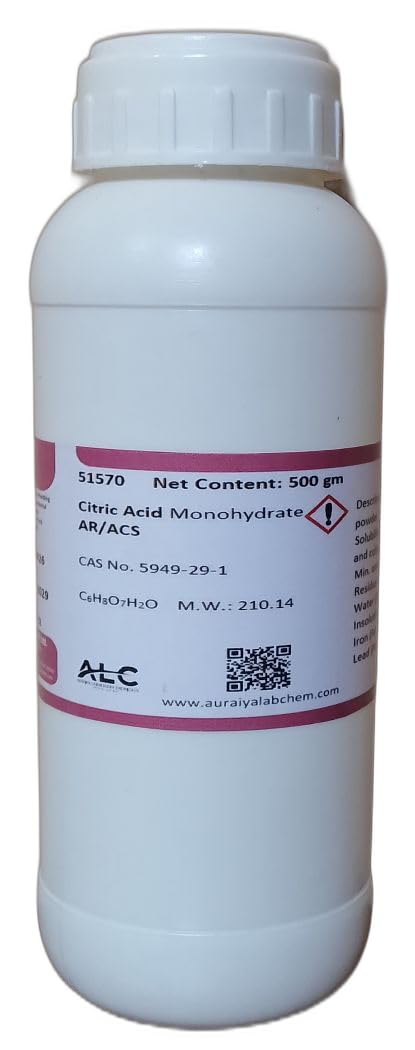ALC Citric Acid Monohydrate AR/ACS Grade, 500 gm | CAS No. 5949-29-1, 99.5-100.5% Assay, White Crystals/Powder, M.W. 210.14, Lab Reagent Grade, 51570-picture-18
