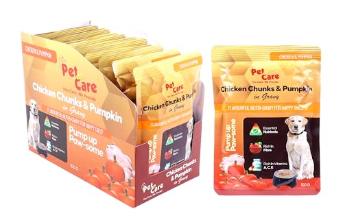 Pet en Care Wet Dog Food, Chicken Chunks & Pumpkin in Gravy, Pack of 12 (12 X 100g) | Wet Food for Dogs and Puppy | Healthy Snacks for All Breed (B0D8QDBXB4) Amazon Price History, Amazon Price Tracker