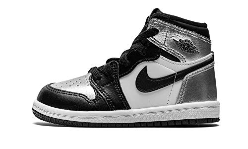 Nike Toddler Jordan 1 High OG Td Silver Toe, Black/Black/Metallic Silver, 5C