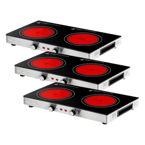 Image of OVENTE Infrared Ceramic Double Burner, 1800W Hot Plate, Black BGI302GB (Pack of 3)