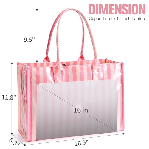Image of KALIDI PVC Tote Bag Women's Kraft Paper Work Handbags Purses with Top Handle