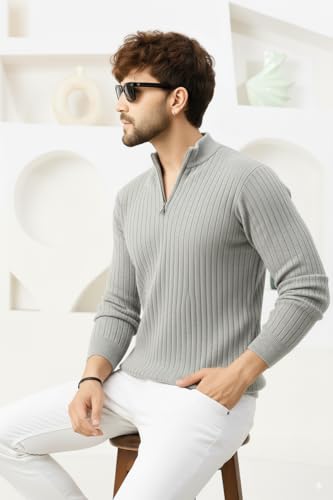 Image of Pivl Men's Winter Half Zip Solid Warm Sweater