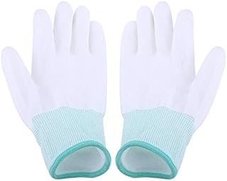 1 Pair Anti Static Antiskid Glove PU Coated Palm Non-slip Wearable Gloves for PC Computer Phone Repair Safety Working (M green)