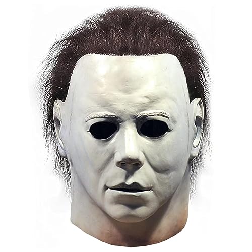 Gtetkde Halloween Michael Myers Mask 2024 Halloween Horror Cosplay Costume Scar Mask White 1P cover
