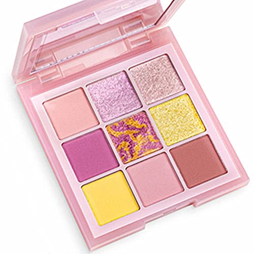 Go Ho Rose Pink Eye Makeup Eyeshadow Palette,9 Colors Matte & Shimmer Eye Shadow Palette,Yellow Rose Peach Eyeshadow Makeup,Waterproof Cool Daily Shades Eyeshadow Palette With Prism Mirror #TOP20