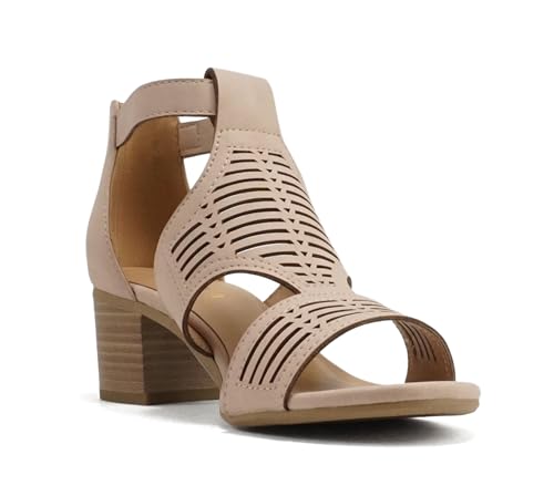 Image of Soda inchNorway inch ~ Women Open Toe Closed Back Counter Cutout Upper Low Block Heel Sandal with Adjustable Ankle Strap