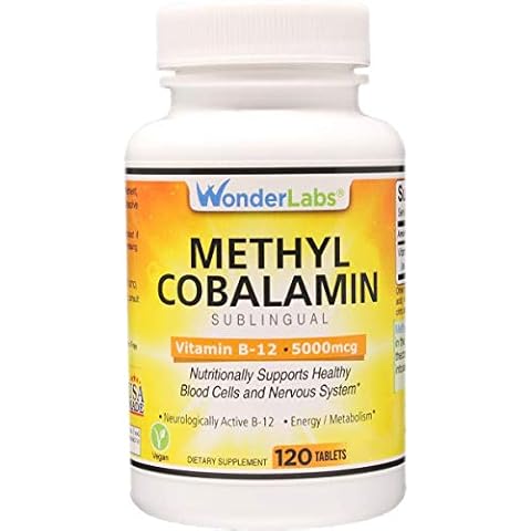 Wonder Laboratories Maximum Strength Methylcobalamin Vitamin B-12, Sublingual Vitamin B-12 5,000mcg 3rd Party Tested for Purity and Potency- 120 Tablets Cover