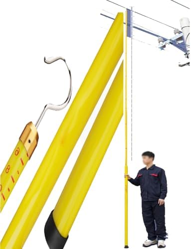 Telescoping Height Measuring Stick for Linemen, Epoxy Resin, 10kV-500kV Voltage, Ideal for Electrical Work, Substation & Telecom Tower, Red, 1500cm/49.2ft,Yellow,600cm/19.7ft