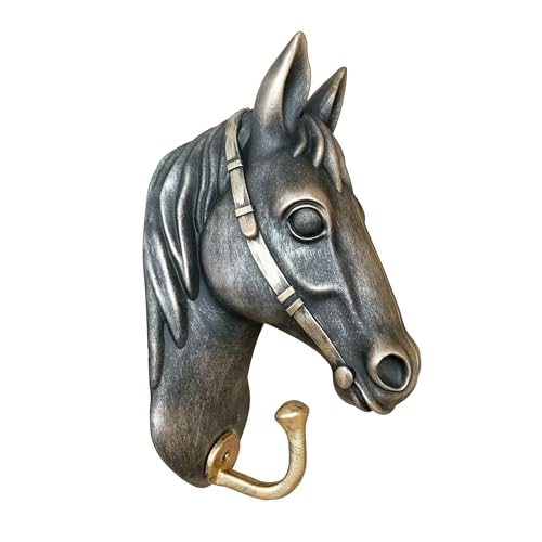 Vintage Horse Shaped Decorative Wall Hook for Hanging Clothes Coats Towels Keys and Hats Resin Antique Wall Sculpture with Hook for Wall Decor