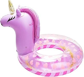 BeYumi Inflatable Unicorn Pool Float Inflation Swimming Ring Swimming Floaty Pool Toy with Sequins Unicorn Pool Party Water Fun Summer Outdoor Beach Water Lounge Inflatable Raft for Adult Purple