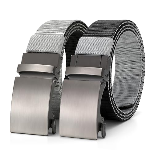 KASBAH Reversible Nylon Ratchet Belt for Men Adjustable No-Hole Design for Casual, Golf, Jeans&Pants Durable Web Belt for Men