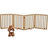 Wooden Dog Gate 4-Panel Freestanding Pet Fence,Collapsible Pet Gate for House Doors&Stairs,23.6″ Height Indoor House Barrier