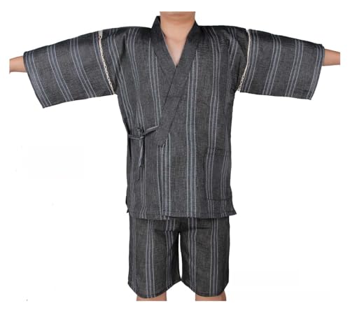 Fendawn Strive Classical Japanese Style Pajamas, Vintage Cotton Bathrobe Kimono Pajamas Men's Casual Clothes Thin Breathable, Style F8