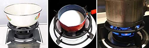 Cast Iron Wok Ring, Wok Support Ring, Slanted Anchors - Pot Support Ring, Pan Holder Stand, Milk Pot Holder, Gas Stove Accessories with 4 Prongs and Notches, Grooves on the Bottom