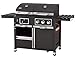 tepro Gas Kohle Kombigrill Toronto, Grillwagen mit Holzkohle- und Gasgrill-Modus, 3 Brenner mit je ca. 2,9 kW Leistung, Piezozündung, Thermometer, Maße ca. 173 x 65 x 116,5 cm, Schwarz