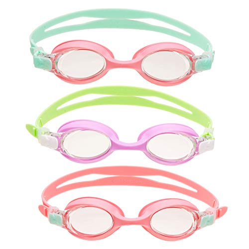 Sloosh Kids Swim Goggle 3 Packs, Leak Proof Swimming Goggles (Cyan, Mint, Light Pink) #TOP2