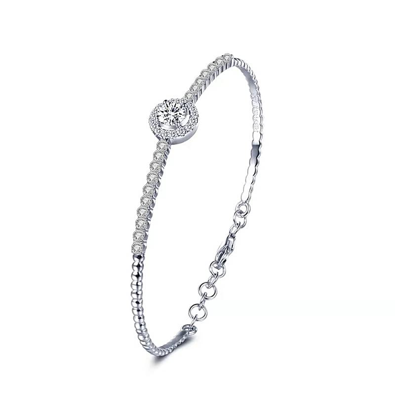 Bracelet Moissanite 0.5ct réglable argent anti-ternissement