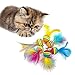MLWSKERTY Interactive Cats Feathered Toy Cats Wand Feathered Teaser Head with Bells for Indoor Kitten Play