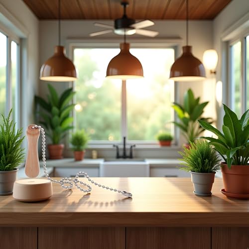 Image of 1Pc Light Wood TraveT Fan Pull Chain Decorative Wooden Knob Pendant for Lighting Ceiling Fans Lamp,Light Wood, 11.02 inch, Accessories, Ceiling Fans and Accessories