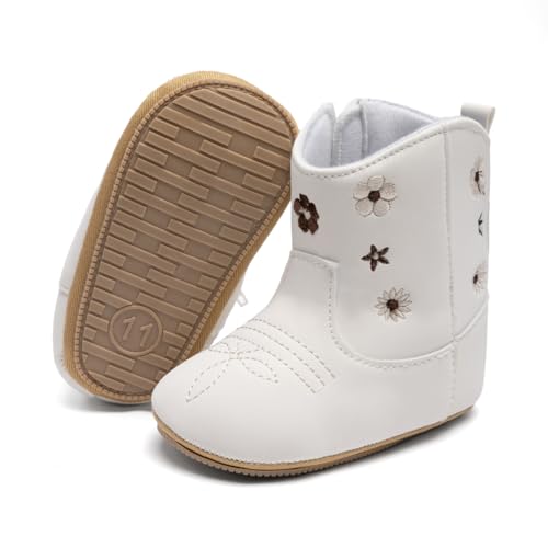 Image of Meckior Baby Girls Cowboy Tassel Boots Side Zipper Moccasins Soft Bottom Non-Slip Toddler Shoe