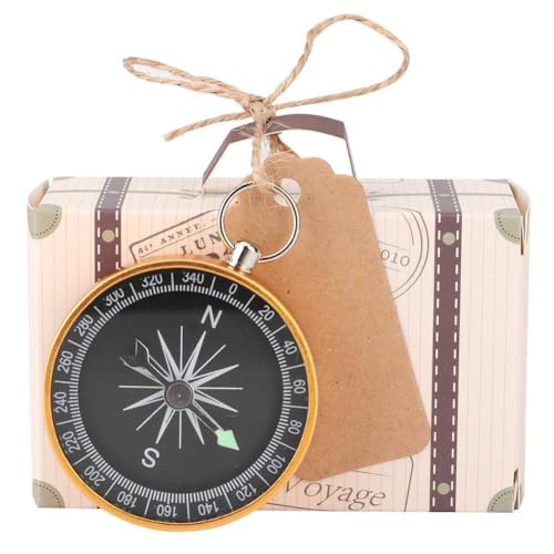 Boîtes à dragées de voyage avec ficelle de jute naturelle et motifs rétro dorés