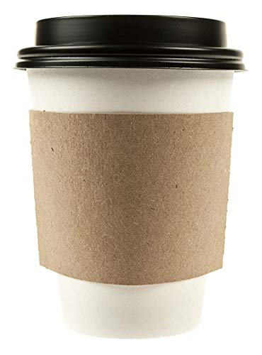 1000 Pack - 12 Oz Disposable White Paper Coffee Cups With Black Dome Lids And Protective Corrugated Cup Sleeves - Perfect Disposable Travel Mug For Home, Office, Coffee Shop, Travel, Tea #TOP16