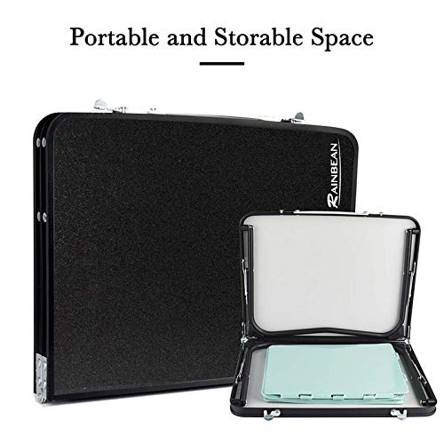 Foldable Laptop Table for Bed, Update RAINBEAN Breakfast Serving Bed Tray Folds in Half Bed Desk Portable Picnic Desk Lightweight Laptop Desk Work from Home Notebook Stand Reading Holder