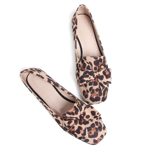 Image of WENJIAZHIZHI Square Toe Bow Ballet Slip-On | Classic Suede Finish,Chic Bow Detail,Effortless Everyday Style,Wedding Party Office,Plus Size Available