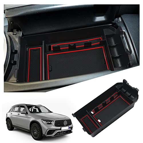 Ruiya Compatible con Mercedes GLC X253 2016-2022 Consola Central Caja de almacenamiento, Caja Reposabrazos GLC Reposabrazos Organizador Central Reposabrazos Bandeja GLC Accesorios Cover