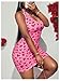 MakeMeChic Women's Heart Print Bodycon Mini Dress Halter Tie Back Summer Short Dresses Pink X-Small