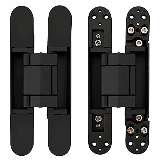 Alamic Invisible Hinge Concealed Door Hinges Heavy Duty Hidden Hinge up to 176 Pound Doors 3-D Adjustable 7 inch Black - 2 Pack