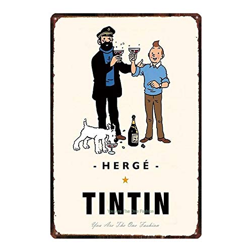 Métal étain Signe Tintin Plaque métallique Signe étain Autocollant Mural Club Classique rétro étain Peinture 20x30 cm 14